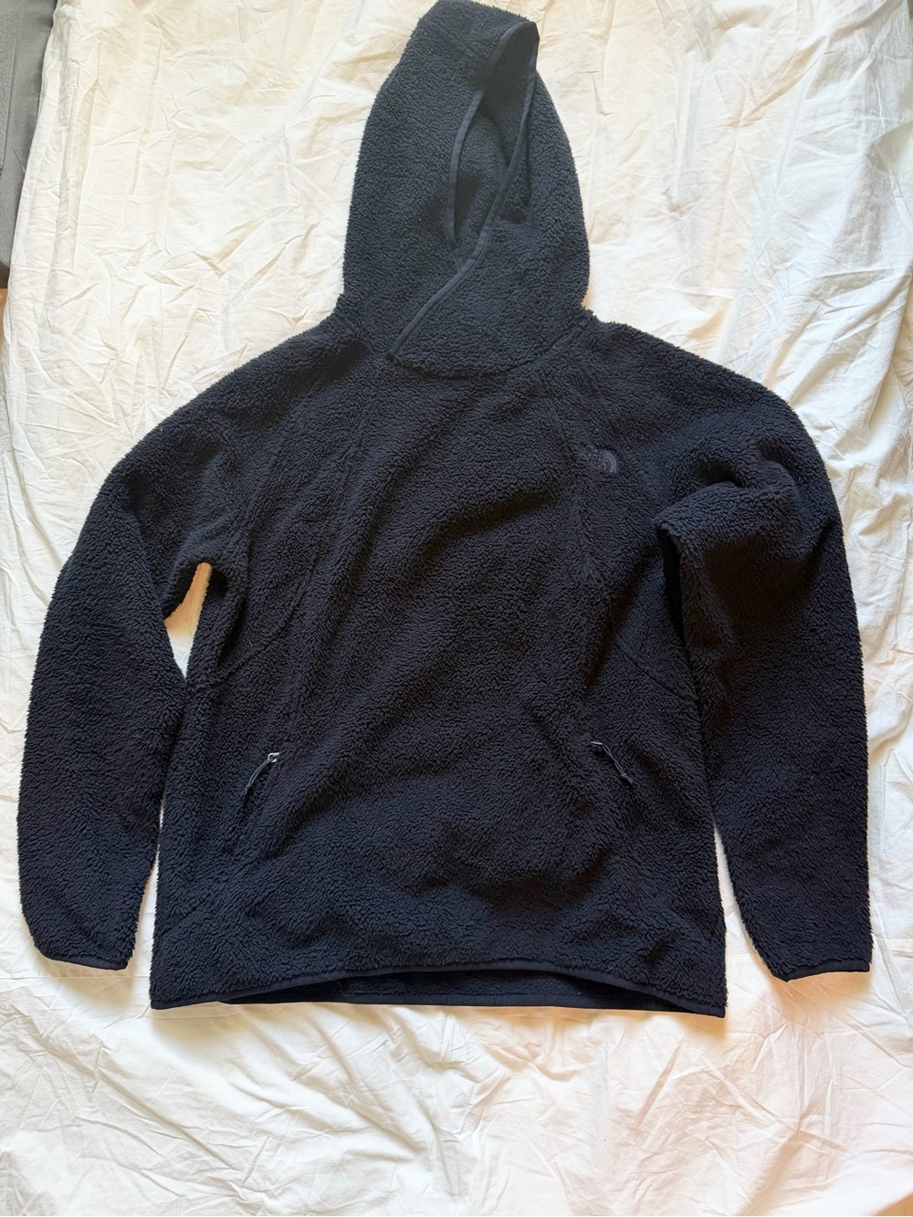 The North Face Crescent Hooded Pullover Black Sherpa Fleece Women's L Gorpcore